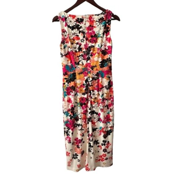 Maggy London Women's 6 Multicolored Floral Sleeveless Lined Midi Sheath Dress - Picture 7 of 14